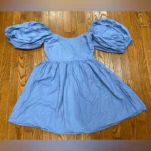 ELF Sky Blue Puff Sleeve Dress